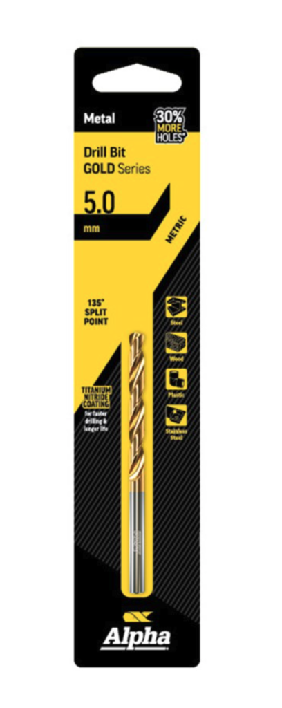 5mm Jobber Drill Bit Carded - Gold Series