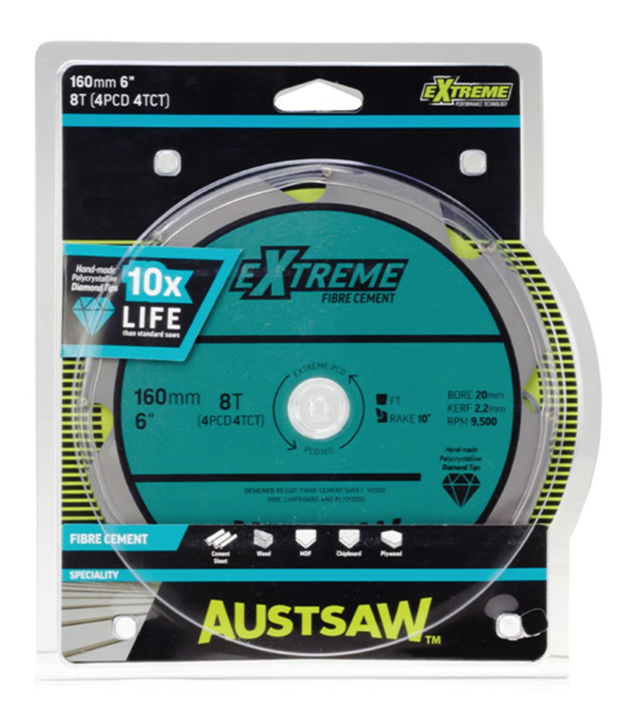 Austsaw - 160mm (6 1/4in) Polycrystalline Diamond Blade - 20/16mm Bore - 4PCD 4TCT Teeth
