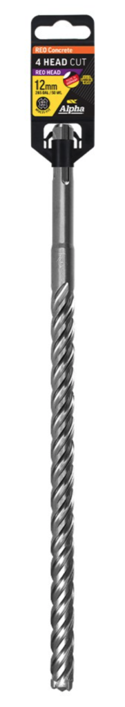 12.0 x 265mm Reo Head SDS Plus 4 Cutter Masonry Drill