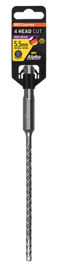 5.5 x 165mm Reo Head SDS Plus 4 Cutter Masonry Drill