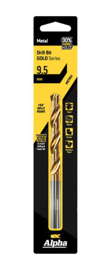 9.5mm Jobber Drill Bit Carded - Gold Series