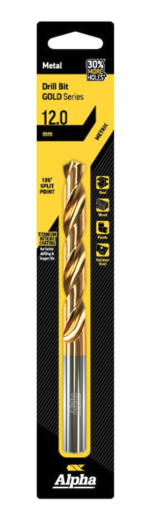 12mm Jobber Drill Bit Carded - Gold Series