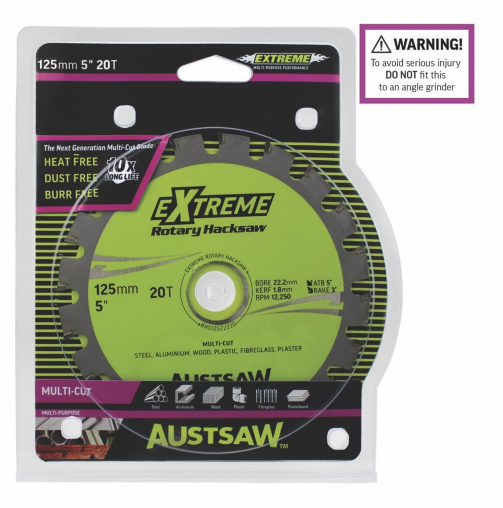 Austsaw - 125mm (5in) Rotary Hacksaw Blade - 22.2mm Bore - 20 Teeth