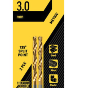 3mm Jobber Drill Bit Carded 2pk - Gold Series