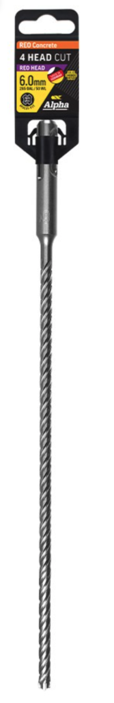 6.0 x 265mm Reo Head SDS Plus 4 Cutter Masonry Drill