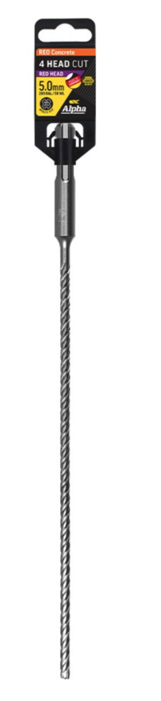 5.0 x 265mm Reo Head SDS Plus 4 Cutter Masonry Drill
