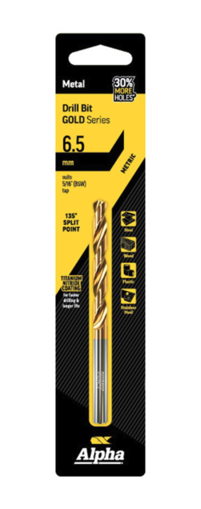 6.5mm Jobber Drill Bit Carded - Gold Series