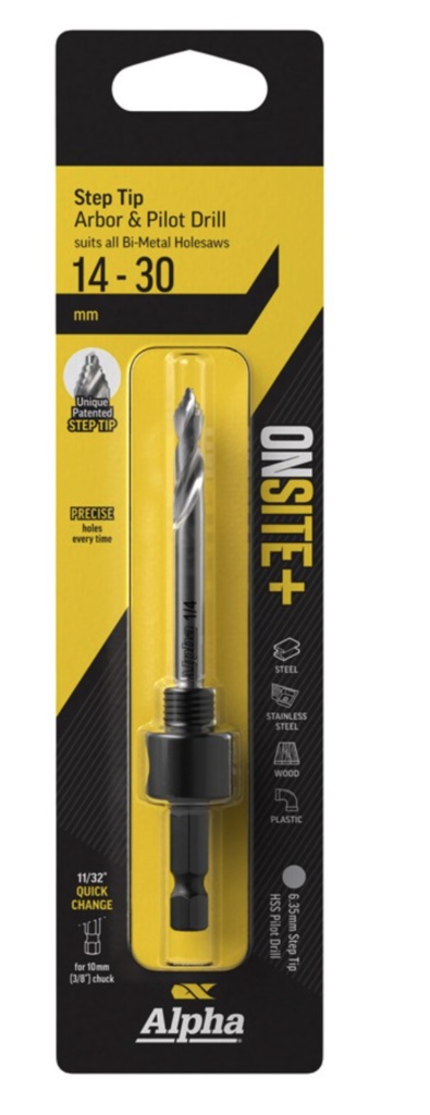 14-30mm | Onsite Plus Small Arbor to suit Holesaws | Step Tip Pilot Drill