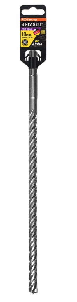 10.0 x 265mm Reo Head SDS Plus 4 Cutter Masonry Drill