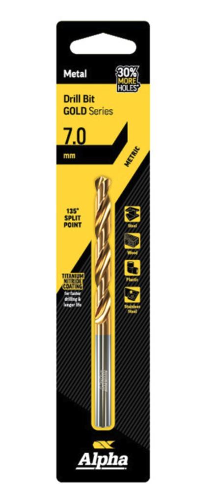 7mm Jobber Drill Bit Carded - Gold Series