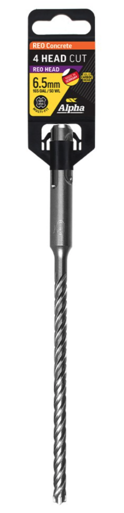6.5 x 165mm Reo Head SDS Plus 4 Cutter Masonry Drill