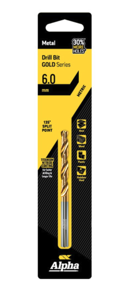 6mm Jobber Drill Bit Carded - Gold Series