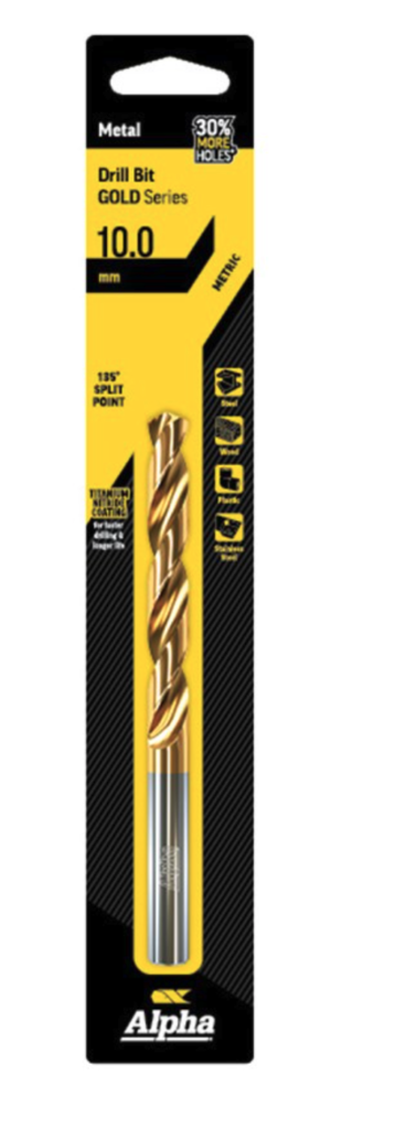 10mm Jobber Drill Bit Carded - Gold Series