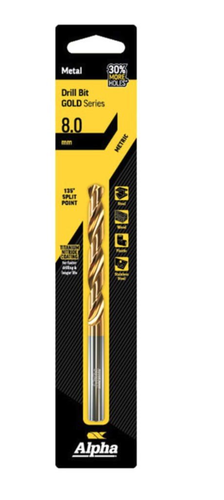 8mm Jobber Drill Bit Carded - Gold Series