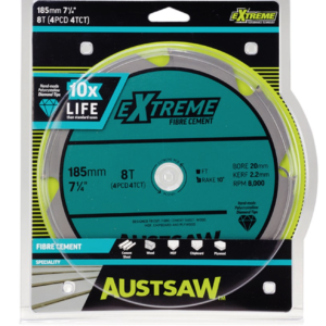 Austsaw - 185mm (7 1/4in) Polycrystalline Diamond Blade - 20/16mm Bore - 4PCD 4TCT Teeth