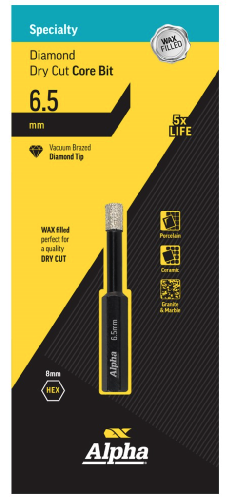 6.5mm Wax Filled: Diamond Core Bit