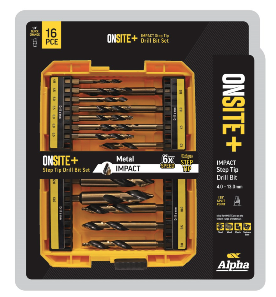 16 Piece | Onsite Plus Impact Step Tip Drill Set
