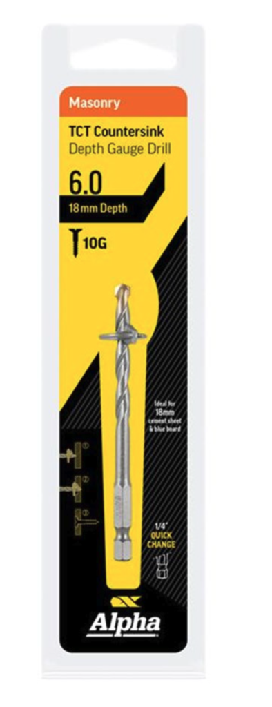 6mm TCT Countersink 18mm Depth Gauge Drill | 10G